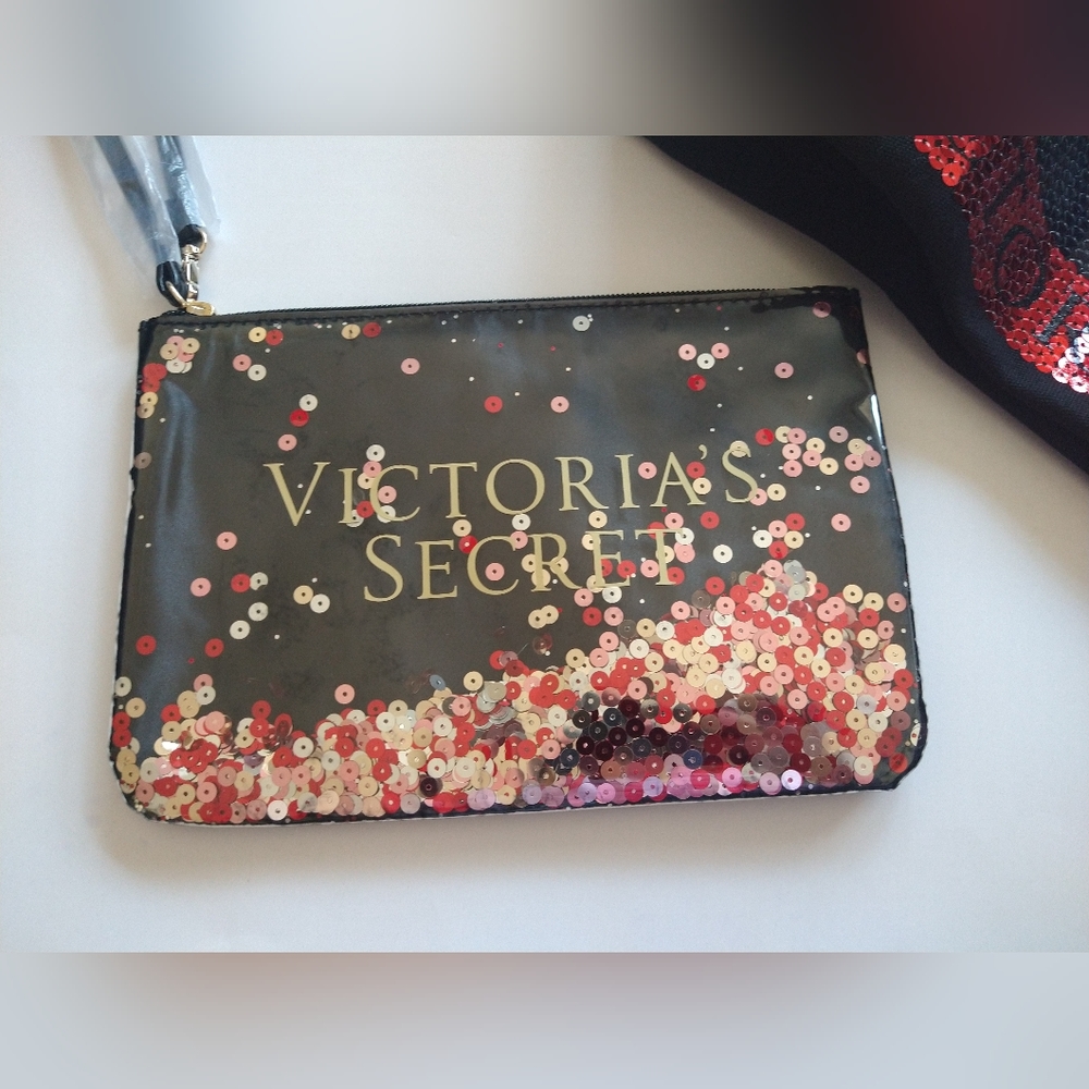 Victoria Secret Tote Bag & Pouch Colorfull Sequins One Size Style #11117941 NWT - Picture 6 of 13